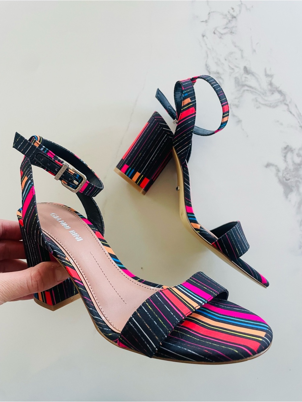 Gianni Bini Vibrant Striped Strappy Sandals